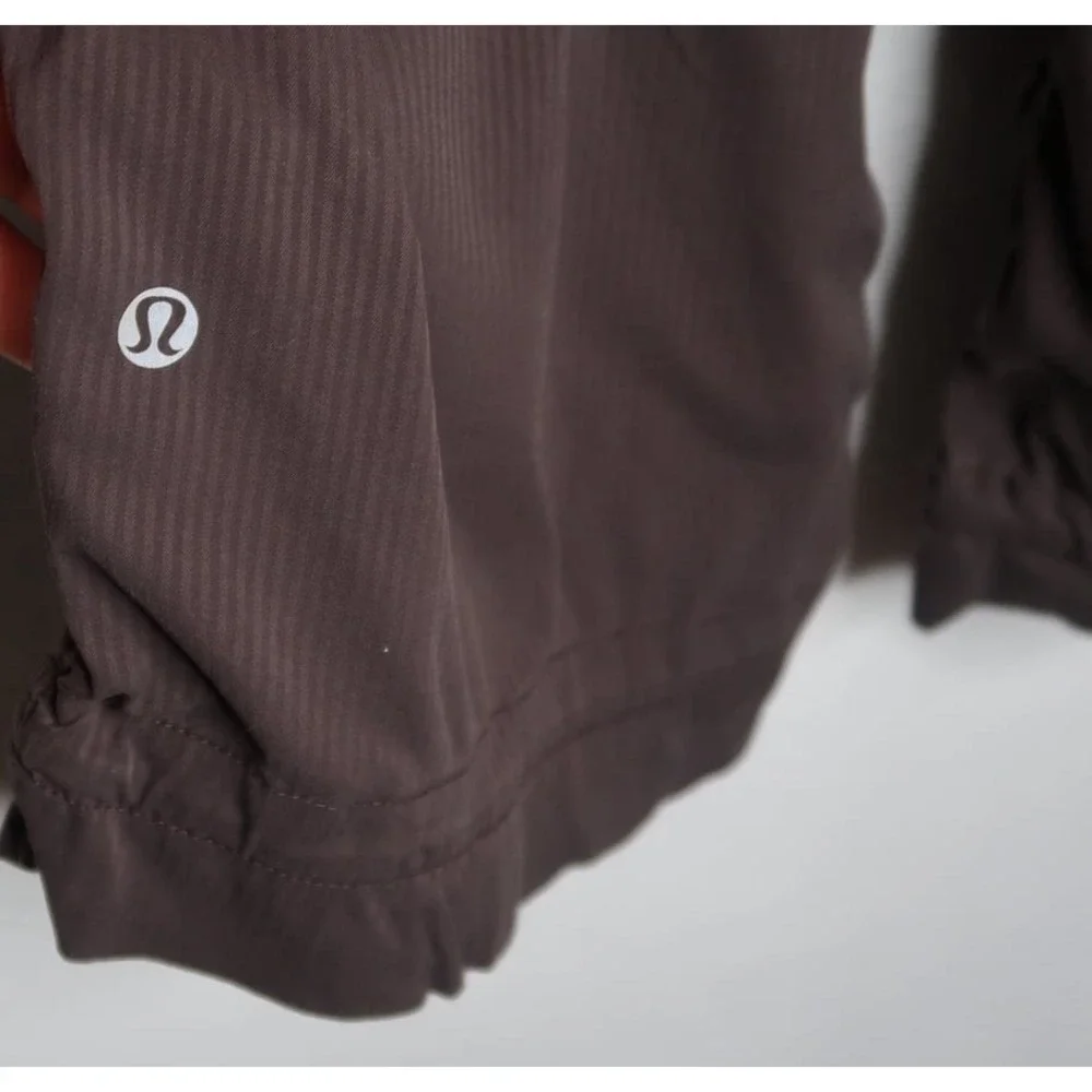 Lululemon Dance Studio Crop Pants Brown Ruched Cinch Hem Women's Size 10 Yoga